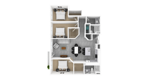 3 Bed 2 Bath, 1,675 sq ft, Gingko Floorplan at The Whit in Indianapolis, IN 46204